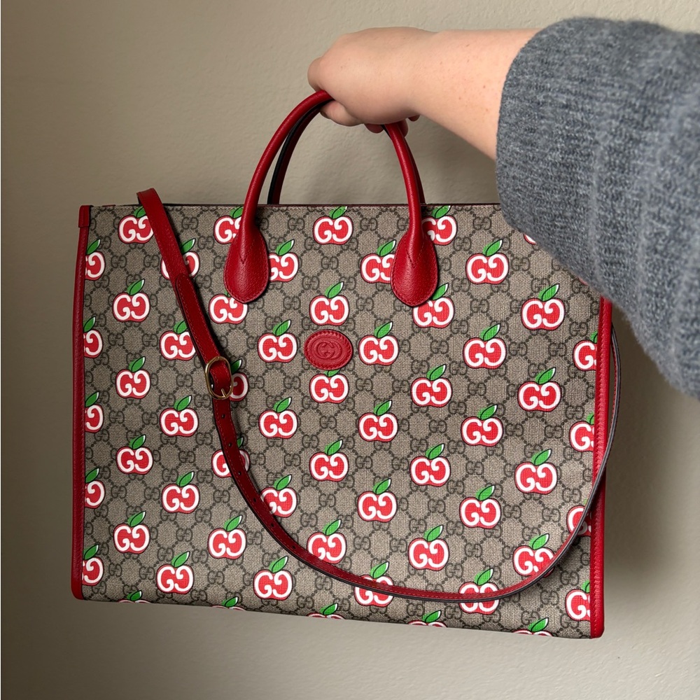 Gucci GG Supreme Apple Monogram Tote Bag